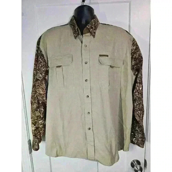 Legendary White Tails Mens Brown Tan Long Sleeve Shirt Sz XL Deer Buck Gear - Picture 1 of 9